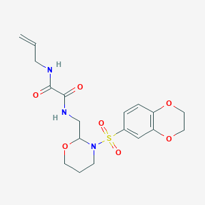 molecular formula C18H23N3O7S B2376132 N1-allyl-N2-((3-((2,3-dihydrobenzo[b][1,4]dioxin-6-yl)sulfonyl)-1,3-oxazinan-2-yl)methyl)oxalamide CAS No. 872881-44-2