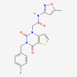 molecular formula C19H15FN4O4S B2376134 2-[3-(4-氟苄基)-2,4-二氧代-3,4-二氢噻吩并[3,2-d]嘧啶-1(2H)-基]-N-(5-甲基-1,2-恶唑-3-基)乙酰胺 CAS No. 1252817-72-3