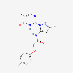 molecular formula C20H23N5O3 B2376140 N-[1-(5-ethyl-4-methyl-6-oxo-1,6-dihydropyrimidin-2-yl)-3-methyl-1H-pyrazol-5-yl]-2-(4-methylphenoxy)acetamide CAS No. 1003798-77-3