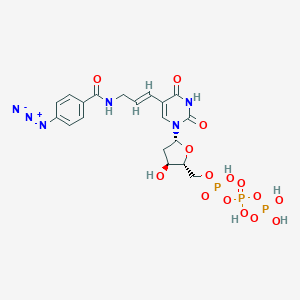 molecular formula C19H23N6O15P3 B237615 [[(2R,3S,5R)-5-[5-[(E)-3-[(4-azidobenzoyl)amino]prop-1-enyl]-2,4-dioxopyrimidin-1-yl]-3-hydroxyoxolan-2-yl]methoxy-hydroxyphosphoryl] phosphono hydrogen phosphate CAS No. 129623-36-5