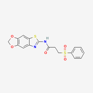molecular formula C17H14N2O5S2 B2376156 3-(benzenesulfonyl)-N-([1,3]dioxolo[4,5-f][1,3]benzothiazol-6-yl)propanamide CAS No. 892854-78-3