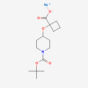 molecular formula C15H24NNaO5 B2376168 Sodium 1-[1-(tert-butoxycarbonyl)piperidin-4-yloxy]cyclobutanecarboxylate CAS No. 2197062-88-5