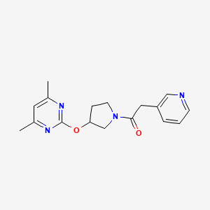 molecular formula C17H20N4O2 B2376172 1-(3-((4,6-Dimethylpyrimidin-2-yl)oxy)pyrrolidin-1-yl)-2-(pyridin-3-yl)ethanone CAS No. 2034434-71-2