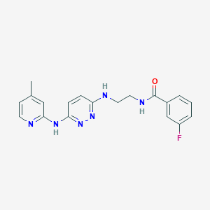 molecular formula C19H19FN6O B2376177 3-fluoro-N-(2-((6-((4-methylpyridin-2-yl)amino)pyridazin-3-yl)amino)ethyl)benzamide CAS No. 1021072-41-2