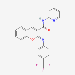 (2Z)-N-(pyridin-2-yl)-2-{[4-(trifluoromethyl)phenyl]imino}-2H-chromene-3-carboxamide