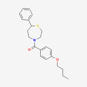 molecular formula C22H27NO2S B2376197 (4-Butoxyphenyl)(7-phenyl-1,4-thiazepan-4-yl)methanone CAS No. 1797906-64-9