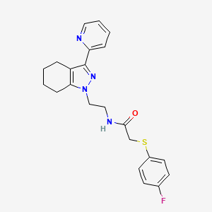 2-((4-fluorophenyl)thio)-N-(2-(3-(pyridin-2-yl)-4,5,6,7-tetrahydro-1H-indazol-1-yl)ethyl)acetamide