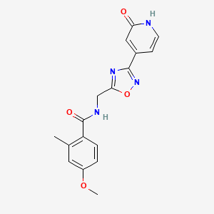 molecular formula C17H16N4O4 B2376233 4-methoxy-2-methyl-N-((3-(2-oxo-1,2-dihydropyridin-4-yl)-1,2,4-oxadiazol-5-yl)methyl)benzamide CAS No. 2034281-23-5