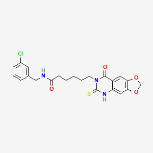 N-[(3-chlorophenyl)methyl]-6-(8-oxo-6-sulfanylidene-5H-[1,3]dioxolo[4,5-g]quinazolin-7-yl)hexanamide