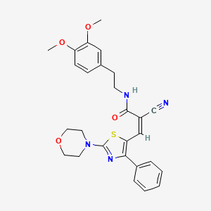 molecular formula C27H28N4O4S B2376256 (Z)-2-cyano-N-[2-(3,4-dimethoxyphenyl)ethyl]-3-(2-morpholin-4-yl-4-phenyl-1,3-thiazol-5-yl)prop-2-enamide CAS No. 722482-54-4
