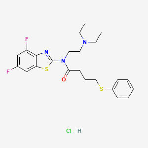 molecular formula C23H28ClF2N3OS2 B2376257 N-(2-(diethylamino)ethyl)-N-(4,6-difluorobenzo[d]thiazol-2-yl)-4-(phenylthio)butanamide hydrochloride CAS No. 1216430-56-6