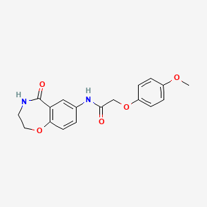 2-(4-methoxyphenoxy)-N-(5-oxo-2,3,4,5-tetrahydrobenzo[f][1,4]oxazepin-7-yl)acetamide