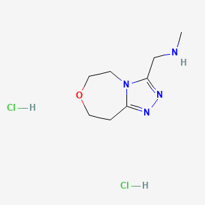 molecular formula C8H16Cl2N4O B2376275 N-Methyl-1-(5,6,8,9-tetrahydro-[1,2,4]triazolo[4,3-d][1,4]oxazepin-3-yl)methanamine dihydrochloride CAS No. 2225147-34-0