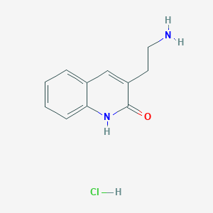molecular formula C11H13ClN2O B2376286 3-(2-Aminoethyl)-1,2-dihydroquinolin-2-one hydrochloride CAS No. 1266686-55-8