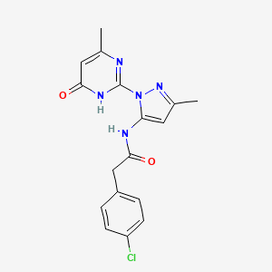 2-(4-chlorophenyl)-N-(3-methyl-1-(4-methyl-6-oxo-1,6-dihydropyrimidin-2-yl)-1H-pyrazol-5-yl)acetamide