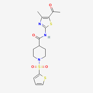 N-(5-acetyl-4-methylthiazol-2-yl)-1-(thiophen-2-ylsulfonyl)piperidine-4-carboxamide