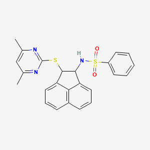 molecular formula C24H21N3O2S2 B2376322 N-[2-(4,6-二甲基-嘧啶-2-基硫代)-苊-1-基]-苯磺酰胺 CAS No. 799811-24-8