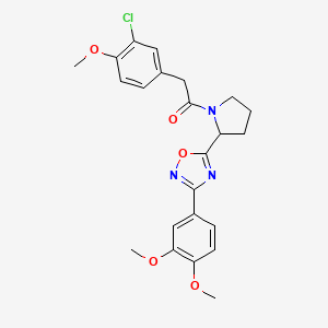 molecular formula C23H24ClN3O5 B2376324 5-{1-[(3-Chloro-4-methoxyphenyl)acetyl]pyrrolidin-2-yl}-3-(3,4-dimethoxyphenyl)-1,2,4-oxadiazole CAS No. 1798499-96-3