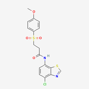 molecular formula C17H15ClN2O4S2 B2376329 N-(4-chloro-1,3-benzothiazol-7-yl)-3-(4-methoxybenzenesulfonyl)propanamide CAS No. 941918-47-4