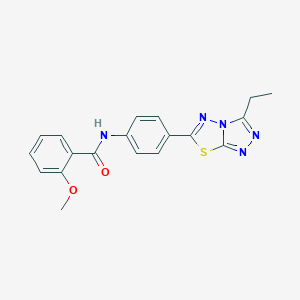 molecular formula C19H17N5O2S B237633 N-[4-(3-ethyl[1,2,4]triazolo[3,4-b][1,3,4]thiadiazol-6-yl)phenyl]-2-methoxybenzamide 