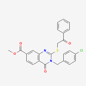Methyl 3-[(4-chlorophenyl)methyl]-4-oxo-2-phenacylsulfanylquinazoline-7-carboxylate