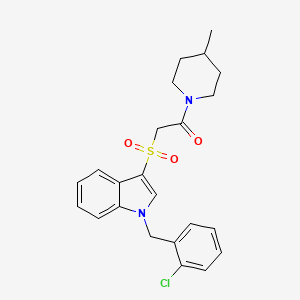 2-[1-[(2-Chlorophenyl)methyl]indol-3-yl]sulfonyl-1-(4-methylpiperidin-1-yl)ethanone