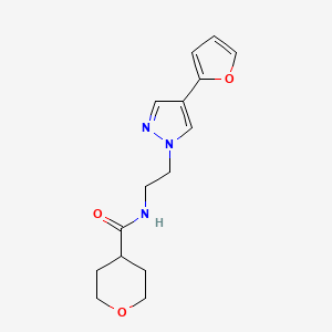N-(2-(4-(furan-2-yl)-1H-pyrazol-1-yl)ethyl)tetrahydro-2H-pyran-4-carboxamide