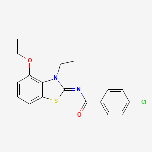 molecular formula C18H17ClN2O2S B2376342 (E)-4-chloro-N-(4-ethoxy-3-ethylbenzo[d]thiazol-2(3H)-ylidene)benzamide CAS No. 864925-57-5