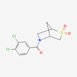 molecular formula C12H11Cl2NO3S B2376343 (3,4-Dichlorophenyl)(2,2-dioxido-2-thia-5-azabicyclo[2.2.1]heptan-5-yl)methanone CAS No. 2034610-82-5