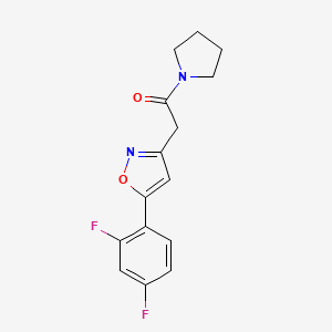 molecular formula C15H14F2N2O2 B2376347 2-(5-(2,4-Difluorophenyl)isoxazol-3-yl)-1-(pyrrolidin-1-yl)ethanone CAS No. 1211309-75-9