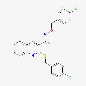 molecular formula C24H18Cl2N2OS B2376348 2-[(4-chlorobenzyl)sulfanyl]-3-quinolinecarbaldehyde O-(4-chlorobenzyl)oxime CAS No. 478065-88-2