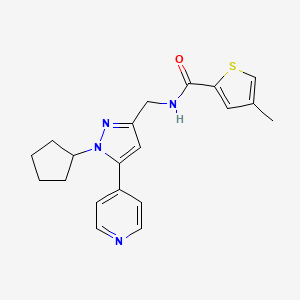 N-((1-cyclopentyl-5-(pyridin-4-yl)-1H-pyrazol-3-yl)methyl)-4-methylthiophene-2-carboxamide