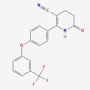 molecular formula C19H13F3N2O2 B2376356 6-Oxo-2-{4-[3-(trifluoromethyl)phenoxy]phenyl}-1,4,5,6-tetrahydro-3-pyridinecarbonitrile CAS No. 478081-40-2