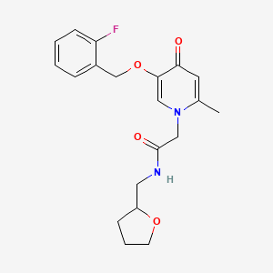 molecular formula C20H23FN2O4 B2376359 2-(5-((2-fluorobenzyl)oxy)-2-methyl-4-oxopyridin-1(4H)-yl)-N-((tetrahydrofuran-2-yl)methyl)acetamide CAS No. 941974-01-2