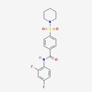 molecular formula C18H18F2N2O3S B2376378 N-(2,4-difluorophenyl)-4-(piperidin-1-ylsulfonyl)benzamide CAS No. 300568-10-9