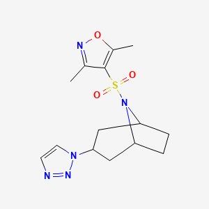 molecular formula C14H19N5O3S B2376381 8-[(3,5-dimethyl-1,2-oxazol-4-yl)sulfonyl]-3-(1H-1,2,3-triazol-1-yl)-8-azabicyclo[3.2.1]octane CAS No. 2176201-81-1