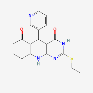 2-(propylsulfanyl)-5-(pyridin-3-yl)-5,8,9,10-tetrahydropyrimido[4,5-b]quinoline-4,6(3H,7H)-dione