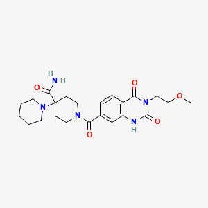 molecular formula C23H31N5O5 B2376391 1'-(3-(2-Methoxyethyl)-2,4-dioxo-1,2,3,4-tetrahydroquinazoline-7-carbonyl)-[1,4'-bipiperidine]-4'-carboxamide CAS No. 2034604-30-1