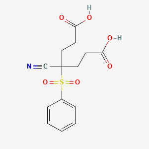 molecular formula C14H15NO6S B2376395 4-苯磺酰基-4-氰基-庚二酸 CAS No. 34133-35-2