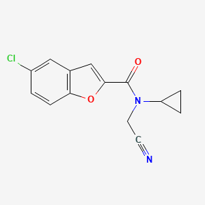 molecular formula C14H11ClN2O2 B2376398 5-chloro-N-(cyanomethyl)-N-cyclopropyl-1-benzofuran-2-carboxamide CAS No. 1371572-60-9