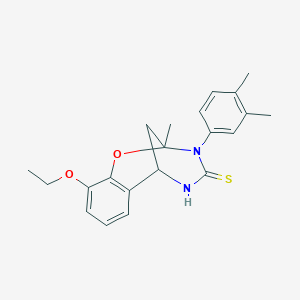 molecular formula C21H24N2O2S B2376400 3-(3,4-dimethylphenyl)-10-ethoxy-2-methyl-5,6-dihydro-2H-2,6-methanobenzo[g][1,3,5]oxadiazocine-4(3H)-thione CAS No. 1019149-93-9
