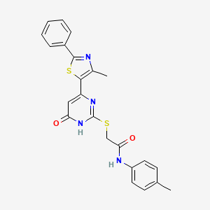 molecular formula C23H20N4O2S2 B2376430 2-((4-(4-methyl-2-phenylthiazol-5-yl)-6-oxo-1,6-dihydropyrimidin-2-yl)thio)-N-(p-tolyl)acetamide CAS No. 1116065-54-3