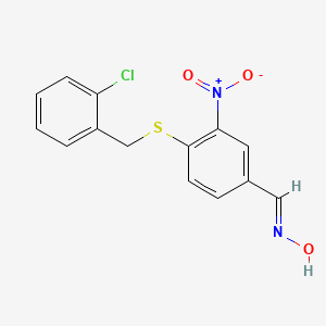 molecular formula C14H11ClN2O3S B2376432 4-[(2-Chlorobenzyl)sulfanyl]-3-nitrobenzenecarbaldehyde oxime CAS No. 477852-28-1