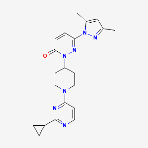 molecular formula C21H25N7O B2376438 2-[1-(2-Cyclopropylpyrimidin-4-yl)piperidin-4-yl]-6-(3,5-dimethylpyrazol-1-yl)pyridazin-3-one CAS No. 2379995-72-7