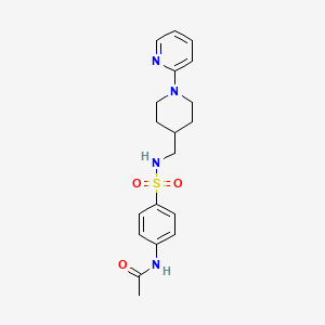 molecular formula C19H24N4O3S B2376448 N-(4-(N-((1-(pyridin-2-yl)piperidin-4-yl)methyl)sulfamoyl)phenyl)acetamide CAS No. 1235256-58-2