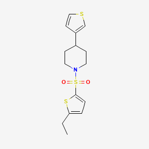 molecular formula C15H19NO2S3 B2376452 1-((5-Ethylthiophen-2-yl)sulfonyl)-4-(thiophen-3-yl)piperidine CAS No. 1448053-66-4