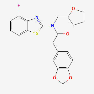 2-(benzo[d][1,3]dioxol-5-yl)-N-(4-fluorobenzo[d]thiazol-2-yl)-N-((tetrahydrofuran-2-yl)methyl)acetamide