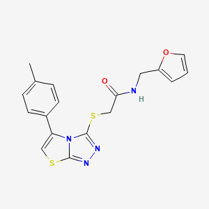 molecular formula C18H16N4O2S2 B2376466 N-(2-furylmethyl)-2-{[5-(4-methylphenyl)[1,3]thiazolo[2,3-c][1,2,4]triazol-3-yl]thio}acetamide CAS No. 690645-24-0