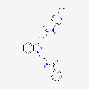 N-(2-(3-((2-((4-methoxyphenyl)amino)-2-oxoethyl)thio)-1H-indol-1-yl)ethyl)benzamide