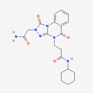 molecular formula C20H24N6O4 B2376475 N-{5-[(E)-2-(5-{[(4-acetylphenyl)amino]sulfonyl}-2-thienyl)vinyl]-3-methylisoxazol-4-yl}cyclopropanecarboxamide CAS No. 1251612-64-2